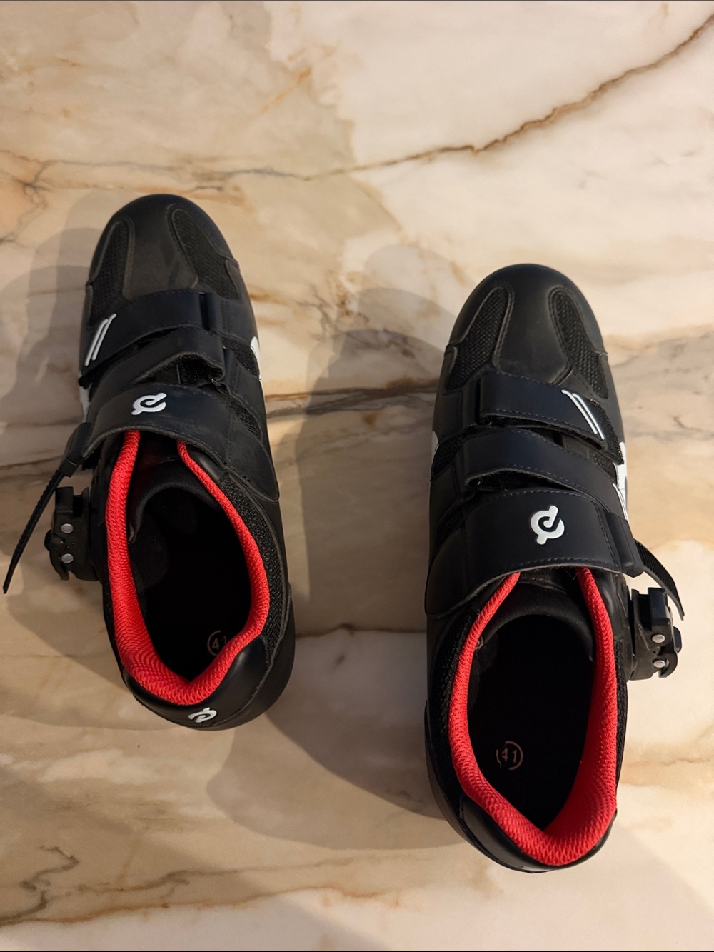 Women’s  Black Athletic Cycling Shoes with Red Lining